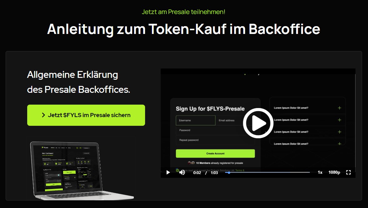 Der Presale für den firmeneigenen Token $FLYS ist gestartet